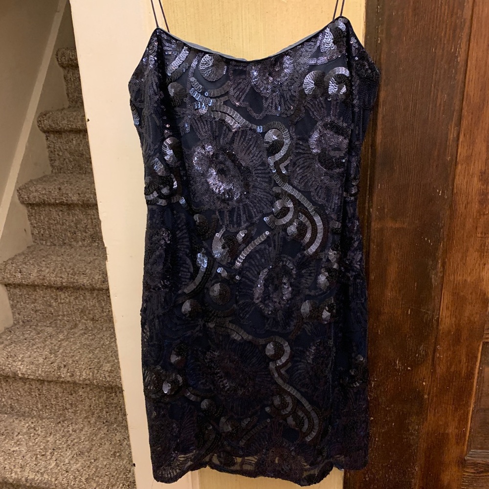 Aqua- Navy Sequined Dress (size 4)